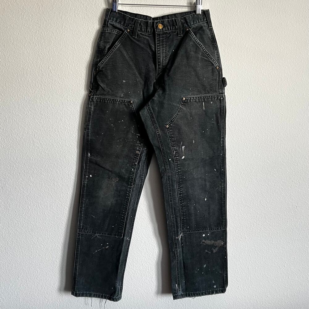 Carhartt B01 BLK faded black double knee work wear carpenter pants